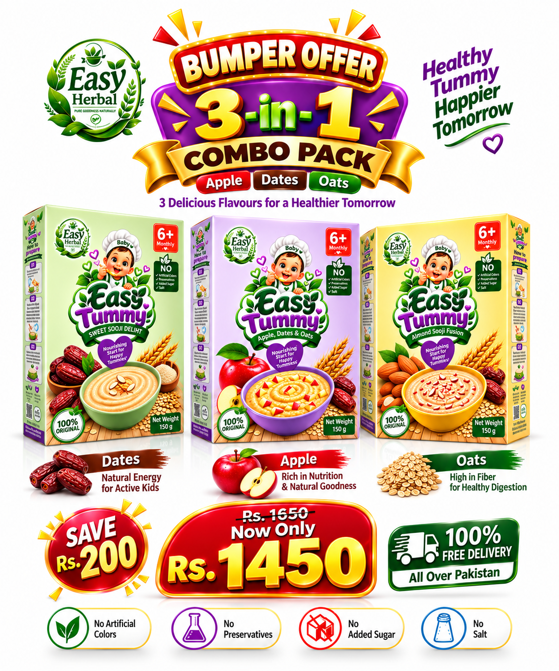 Easy Tummy 3 Flavours Bumper Combo – 3 Boxes Only Rs. 1,450